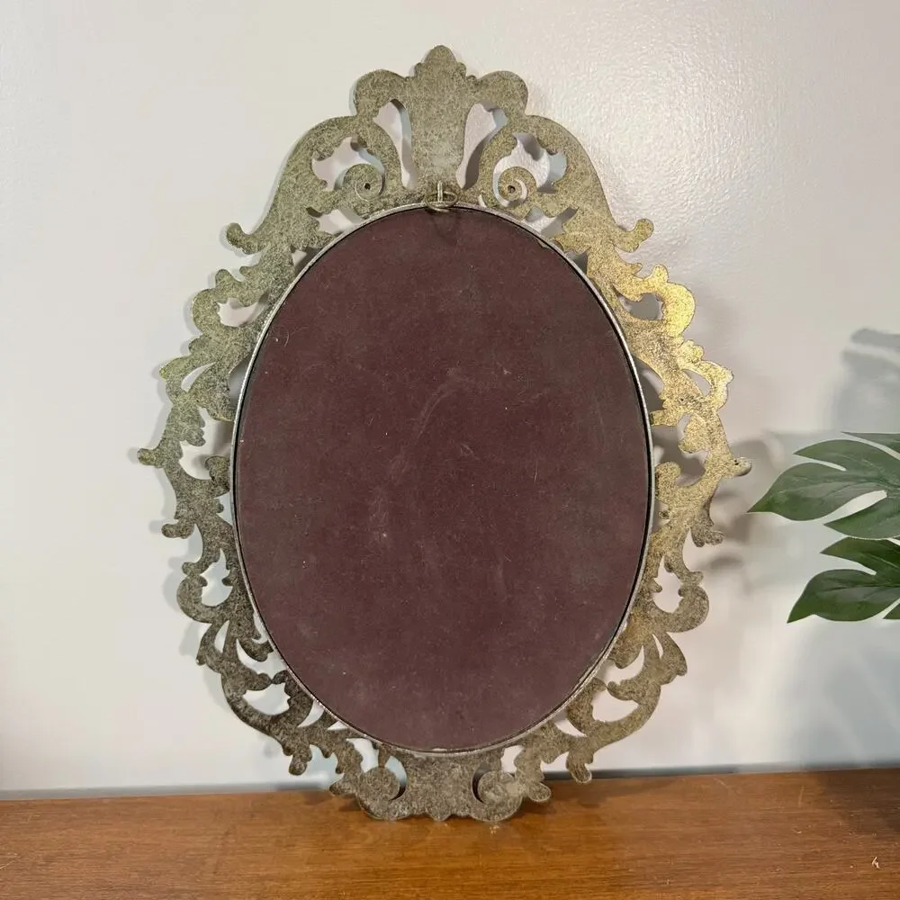 Vintage Art Nouveau Metal Picture Frame Floral Woman 7x9 inch B&W Photo